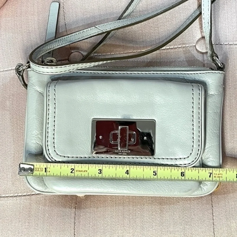 Kate Spade Crossbody Wallet Stone White Leather with Polka Dot Lining